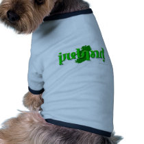 'Ireland' ambigram on a silhouette of Ireland pet clothing