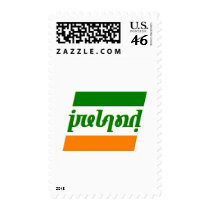 'Ireland' Ambigram set in a stylized Irish flag postage by spinwords 'Ireland' Ambigram set in a stylized Irish flag postage