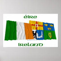 Ireland and Four-Province Waving Flags Posters