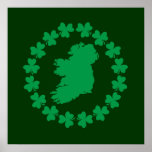 Ireland and Shamrocks Print