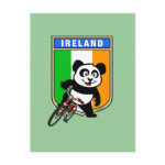 This cute cycling panda stands in front of an Irish flag with his bike. This original design makes a perfect gift for bicycling fanatics in Ireland. Great for everyone who loves cute pandas and biking.