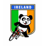 This cute cycling panda stands in front of an Irish flag with his bike. This original design makes a perfect gift for bicycling fanatics in Ireland. Great for everyone who loves cute pandas and biking.