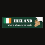 Ireland Flag Map Text Bumper Sticker