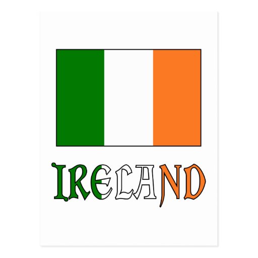 Ireland Flag & Word Postcard | Zazzle