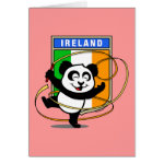 This adorable little panda bear is too cute! Featured in front of a large flag from Ireland, this panda is getting ready to do a rhythmic gymnastics routine with a gymnastics ribbon! This cute design is perfect for gymnasts and gymnastics fans.