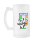 This adorable little panda is too cute! He's featured in front of a large flag from Ireland and ready to play football and score some goals. This cute design is perfect for football players and soccer fans.