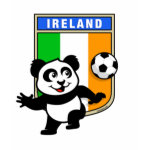 This adorable little panda is too cute! He's featured in front of a large flag from Ireland and ready to play football and score some goals. This cute design is perfect for football players and soccer fans.
