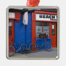 Ireland, Strandhill. Storefronts with bicycles Ornament