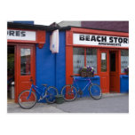 Ireland, Strandhill. Storefronts with bicycles Post Card
