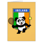 This adorable little panda loves to get out on the court and hits some balls. Panda plays in front of a large flag of Ireland. This is a great design for anyone who loves to play tennis, watch tennis or just loves cute pandas.