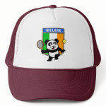 This adorable little panda loves to get out on the court and hits some balls. Panda plays in front of a large flag of Ireland. This is a great design for anyone who loves to play tennis, watch tennis or just loves cute pandas.