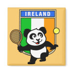 This adorable little panda loves to get out on the court and hits some balls. Panda plays in front of a large flag of Ireland. This is a great design for anyone who loves to play tennis, watch tennis or just loves cute pandas.