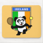 This adorable little panda loves to get out on the court and hits some balls. Panda plays in front of a large flag of Ireland. This is a great design for anyone who loves to play tennis, watch tennis or just loves cute pandas.