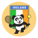 This adorable little panda loves to get out on the court and hits some balls. Panda plays in front of a large flag of Ireland. This is a great design for anyone who loves to play tennis, watch tennis or just loves cute pandas.