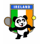 This adorable little panda loves to get out on the court and hits some balls. Panda plays in front of a large flag of Ireland. This is a great design for anyone who loves to play tennis, watch tennis or just loves cute pandas.