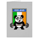 This cute bodybuilding panda loves weightlifting. He stands in front of a large flag of Ireland. Look how easy he lifts that heavy barbell loaded with weight plates. This design is too cute. Great gifts here for anyone from Ireland who loves weightlifting.