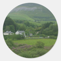 Irelands Green Fild Round Stickers
