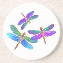 Iridescent Dive Bombing Dragonflies Drink Coaster