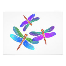 Iridescent Dive Bombing Dragonflies Custom Invitation