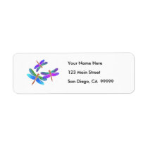 Iridescent Dive Bombing Dragonflies Custom Return Address Label