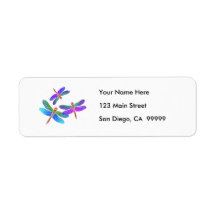Iridescent Dive Bombing Dragonflies Custom Return Address Label