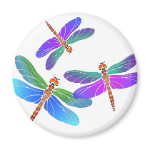 Iridescent Dive Bombing Dragonflies Fridge Magnet