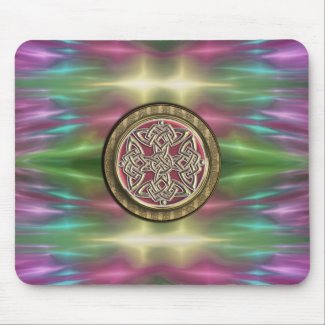 Iridescent Fractal with Metallic Celtic Knot