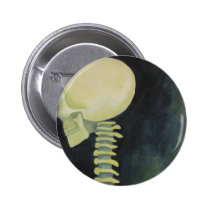 iridescent glowing skull and spinal cord buttons