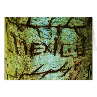 Iridescent "Mexico" Carved Tree Graffiti Greeting Card by JuJuGardens