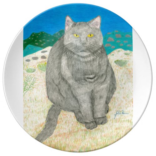 Irina The Cat At The Pinnacles Plate Porcelain Plate