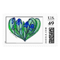 Iris Art Nouveau Wedding - Romance Invitation Stamps