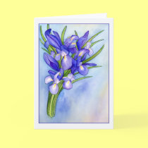 Iris Bouquet Blank Greeting Card cards