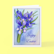 Iris Bouquet "Happy Easter" Greeting Card