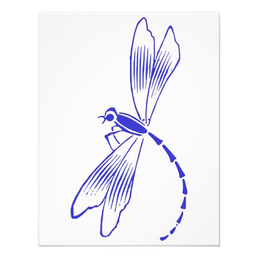 Iris & Dragonfly Royal Blue Bridal Shower Invite