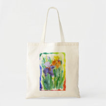 Iris Flowers Rainbow Painting Tote Bag