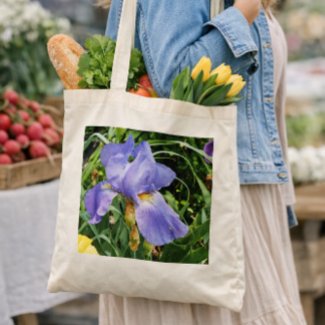 Iris Purple Bearded Flower Tote Bag bag