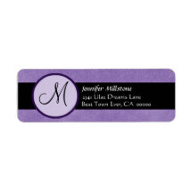IRIS PURPLE & BLACK Wedding Monogram Address Label