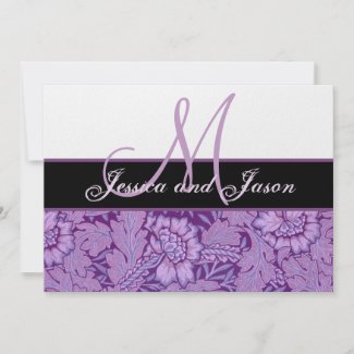 Iris Purple Vintage Damask Wedding Monogram Invite zazzle_invitation