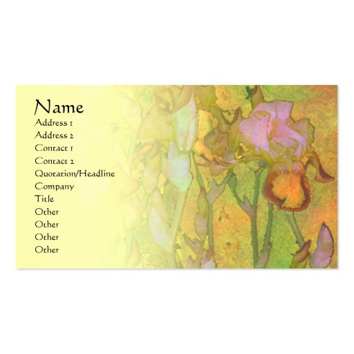 Iris Row 1 Pale Blend Profile Card Business Cards (front side)