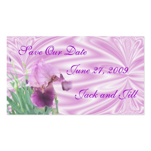 Iris Save the Date card-customize Business Card Templates (front side)