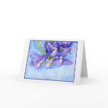 Iris Vase Blue Border Blank Greeting Card