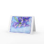 Iris Vase Blue Border Blank Greeting Card