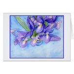 Iris Vase Blue Border Blank Greeting Card cards