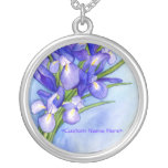 Iris Vase Flower Painting Pendant Necklace necklaces