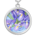 Iris Vase Flower Painting Pendant Necklace necklaces