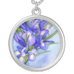 Iris Vase Flower Painting Pendant Necklace necklaces