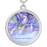 Iris Vase Flower Painting Pendant Necklace necklaces
