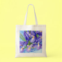 Iris Vase Flower Painting Tote Bag