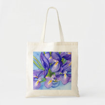 Iris Vase Flower Painting Tote Bag
