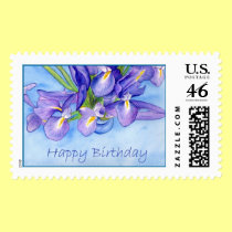 Iris Vase "Happy Birthday" Stamp stamps